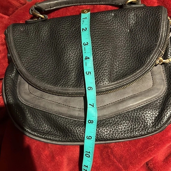 Steve Madden black grey faux leather top handle fold over crossbody bag - Picture 5 of 14